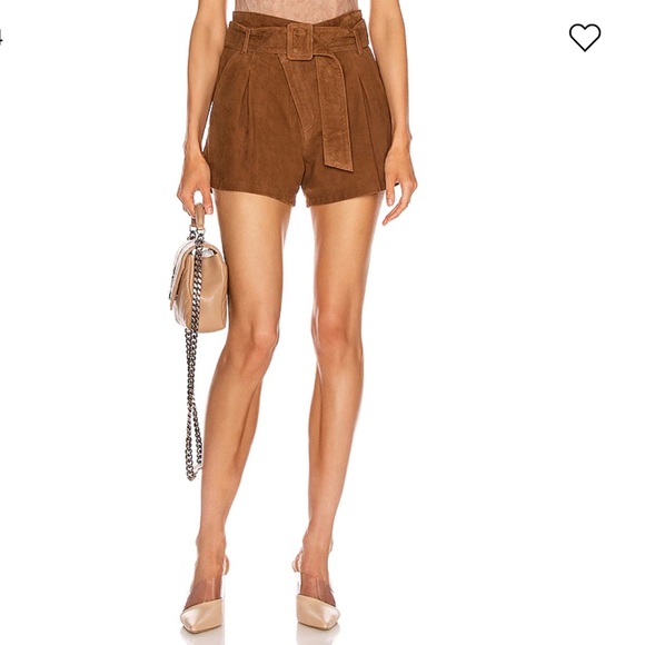 Marissa Webb Shorts | Womens Levi Suede Shorts Cognac - Picture 2 of 5
